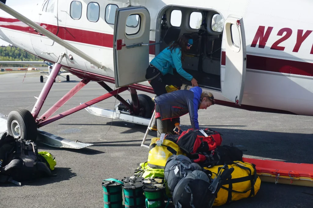 Widok z samolotu na góry Alaski podczas lotu na Denali
