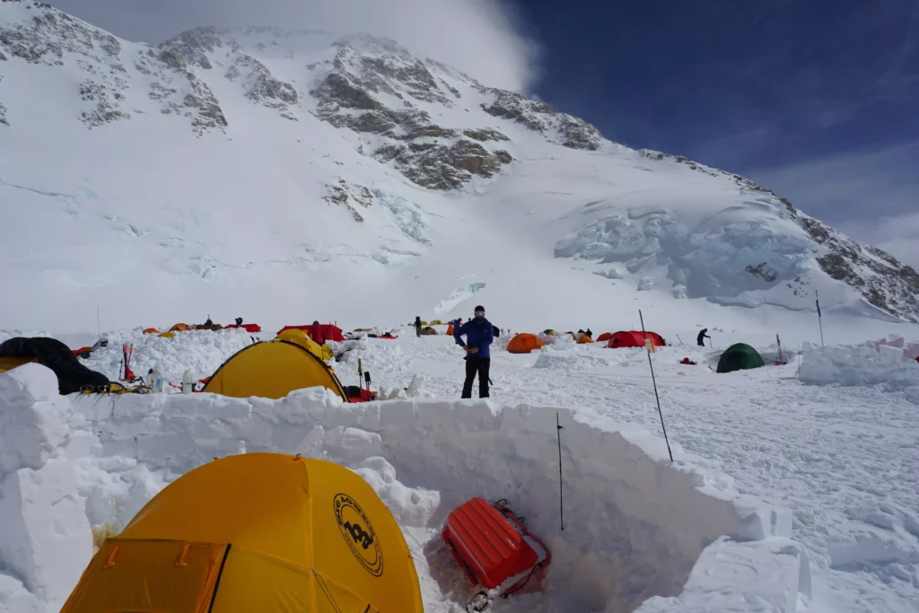 Góry w rejonie Denali – widok z doliny na szczyty Mt Foraker i Mt Hunter
