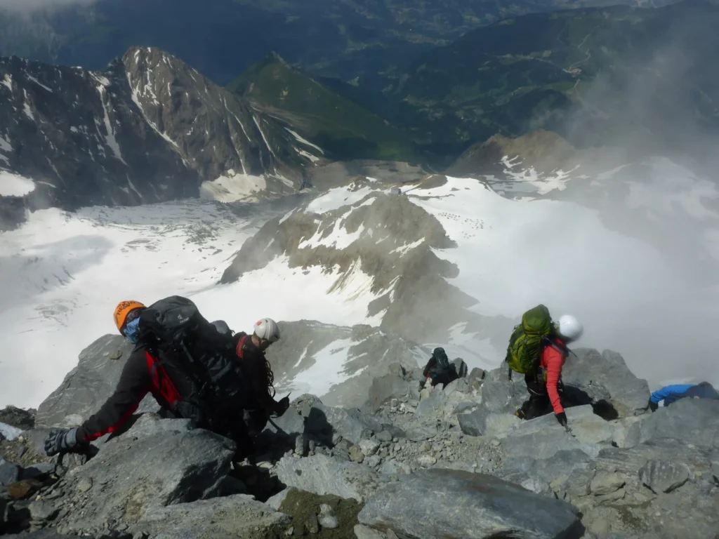 Szybkie przejście przez kuluar śmierci podczas zejścia z Mont Blanc
